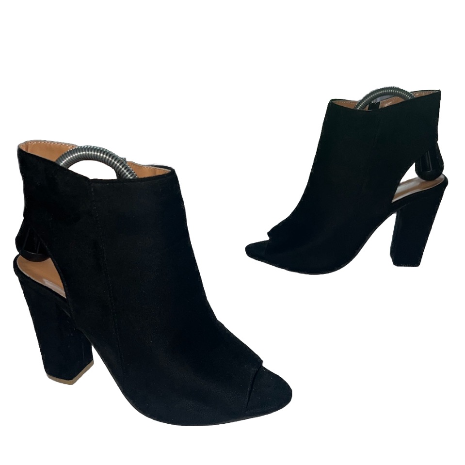 Vero Cuoio Black Peep Toe Block Heel Boot Heels Women’s Size 8 (250) Shoes Boots